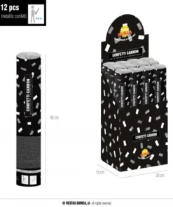 Canon à Confettis Métal Argent 50cm