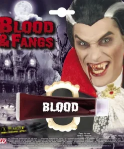 Tube Faux Sang 10ml Avec Dentier Vampire