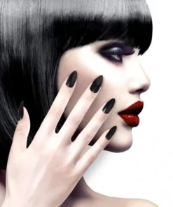 Blister 12 Faux Ongles Noirs Avec Adhésifs
