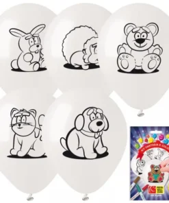 Kit 5 Ballons à Colorier Animaux